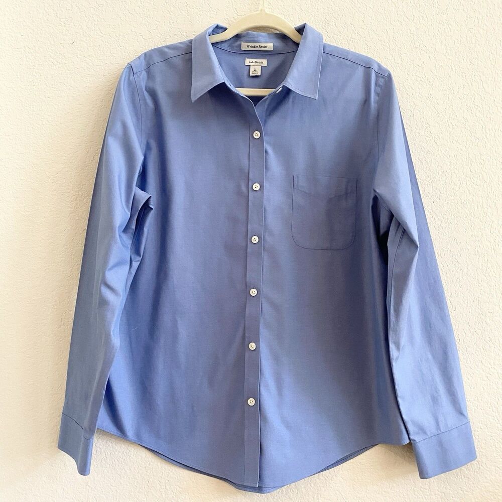 L.L. Bean Women's Light Blue Button-Up Blouse